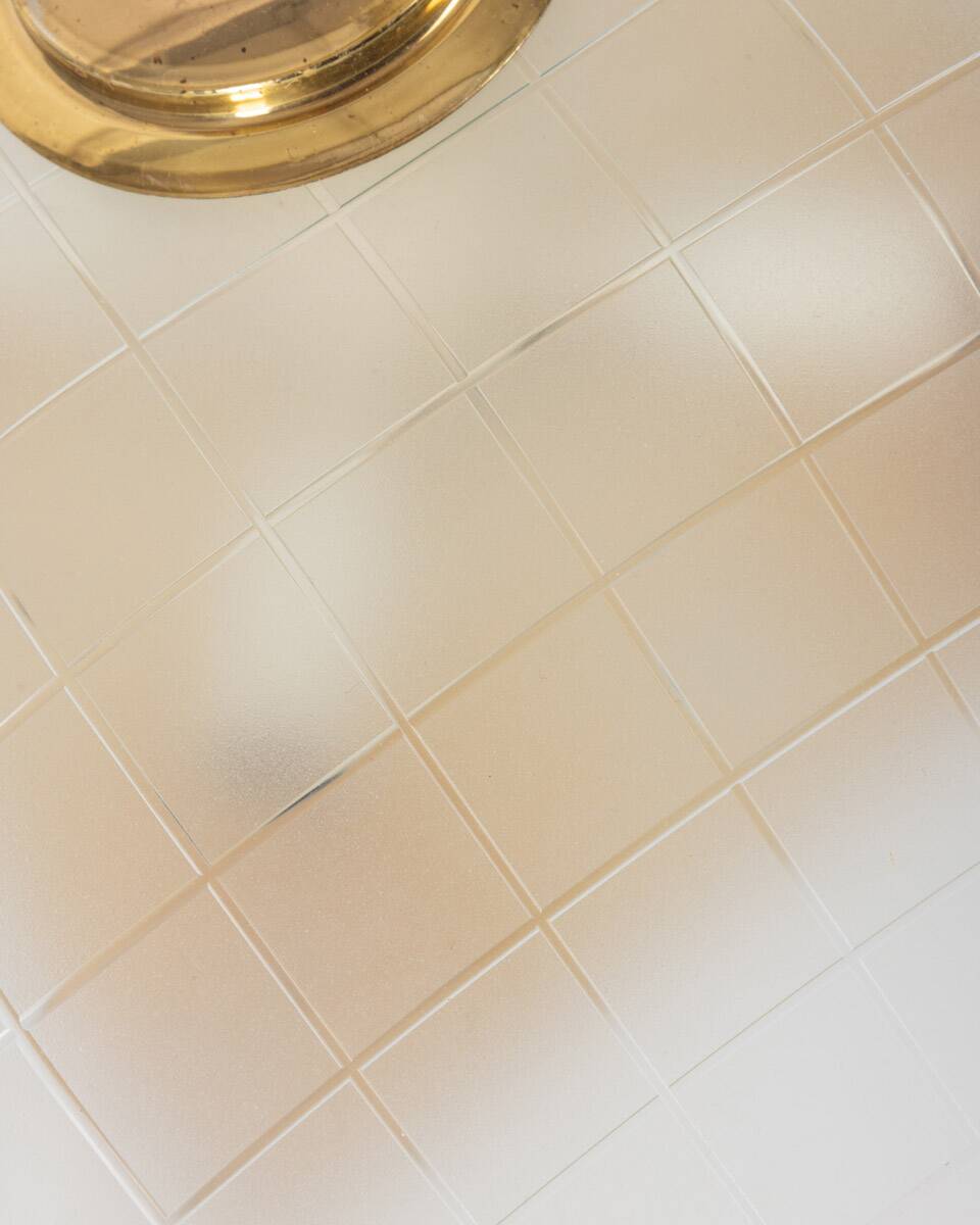 Plafonnier vintage années 60 en verre décoré design italien