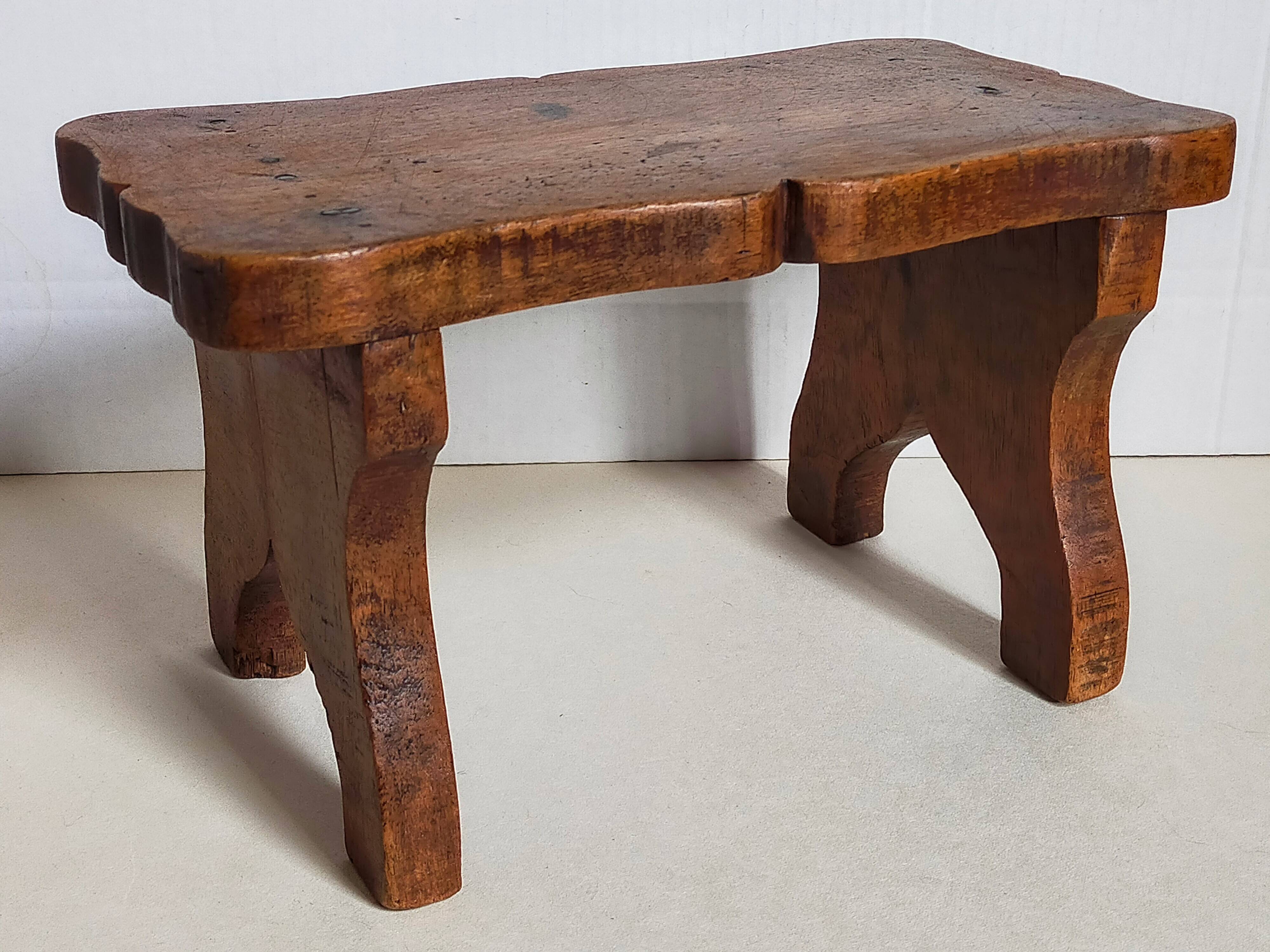 Old solid wood footrest stool