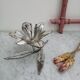 Silver metal flower ashtray