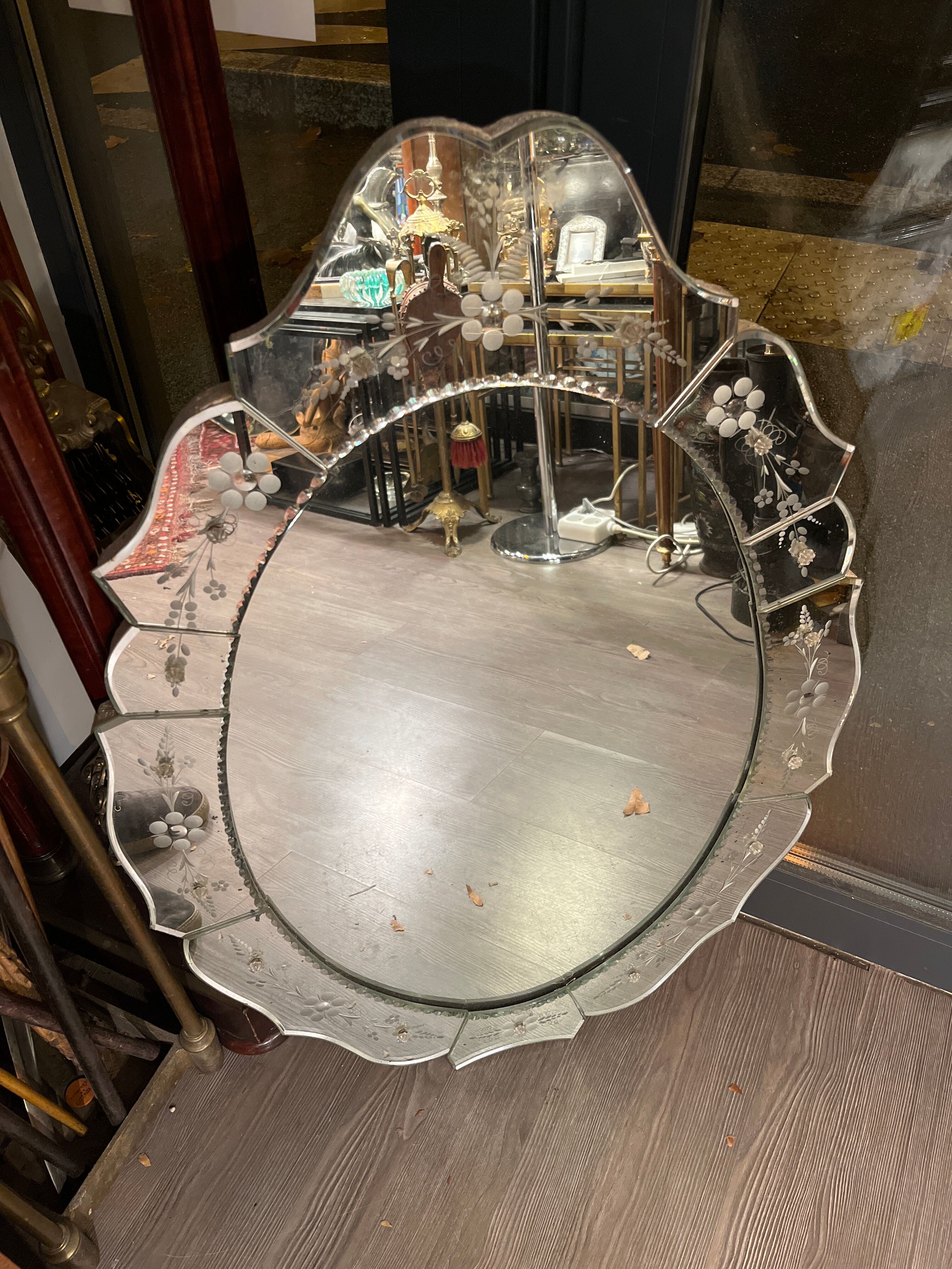 Miroir Vénitien biseauté 1930 d’époque Art-Déco