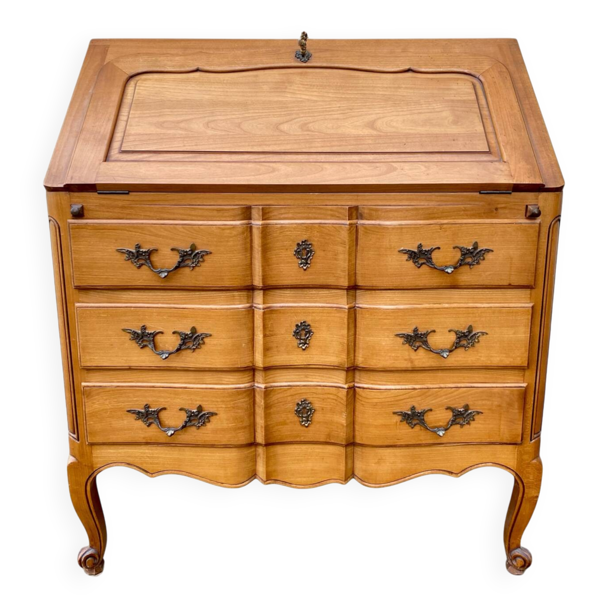 Louis XV style writing desk with a curved back.
