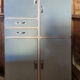 Buffet formica asymétrique, vert pâle, aluminium, vintage, années 50