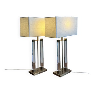 Large Pair of Vintage Hollywood Regency Lamps, 1980s