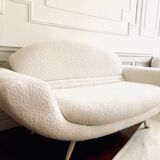 Vintage sofa bench 2 places in curly wool