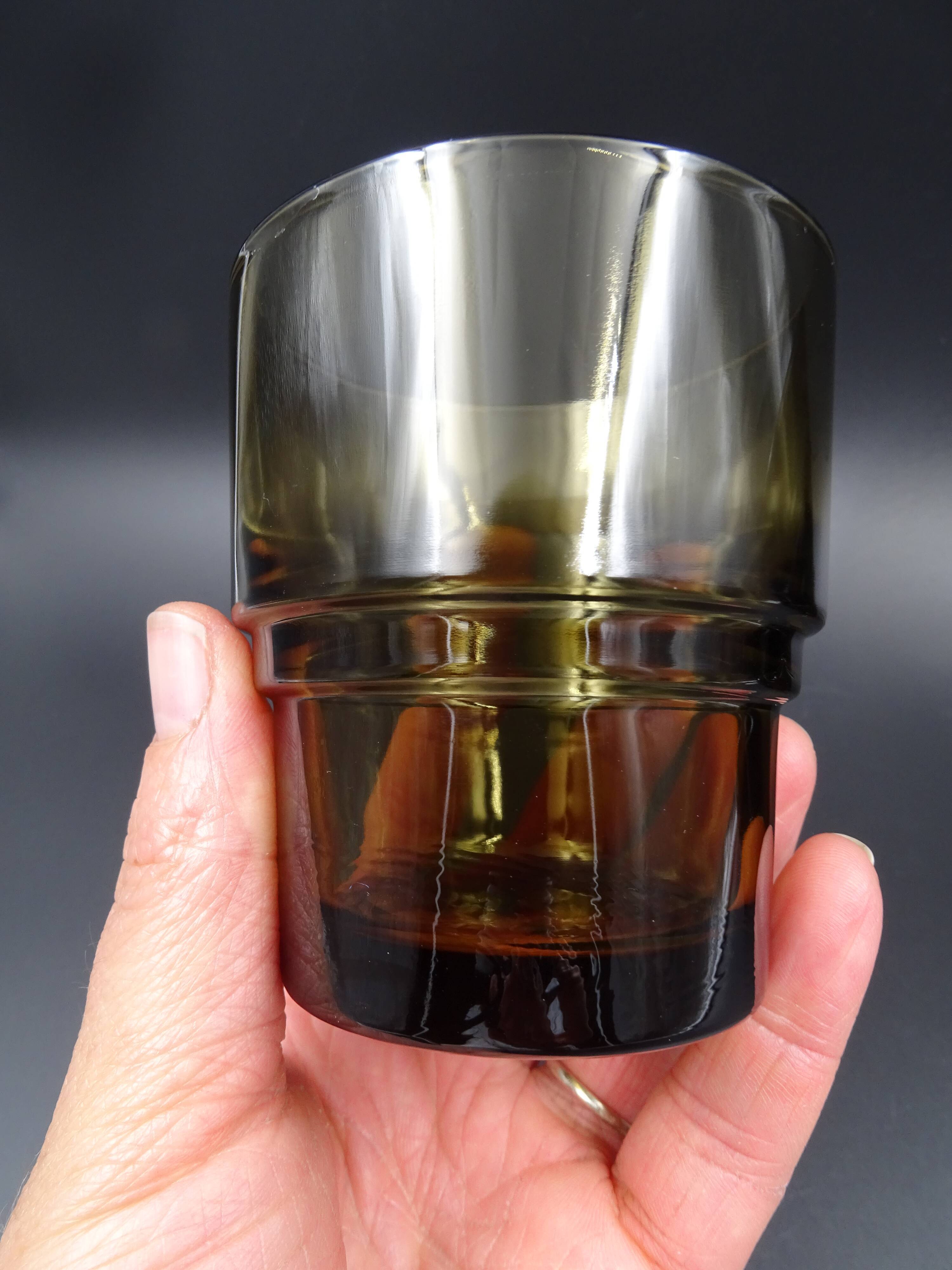 Set of 6 smoked glasses of the brand vereco - around 1970