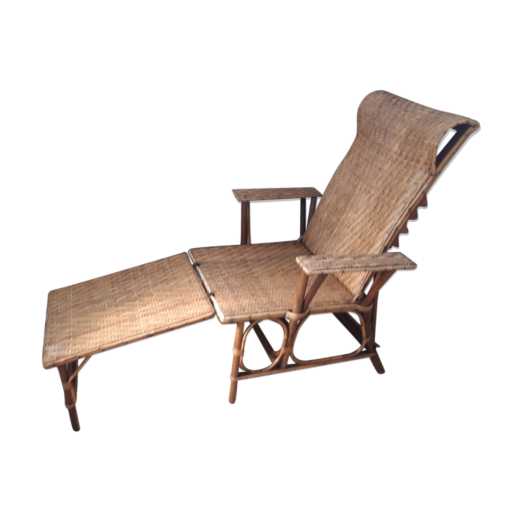 Chaise longue rotin vintage Selency