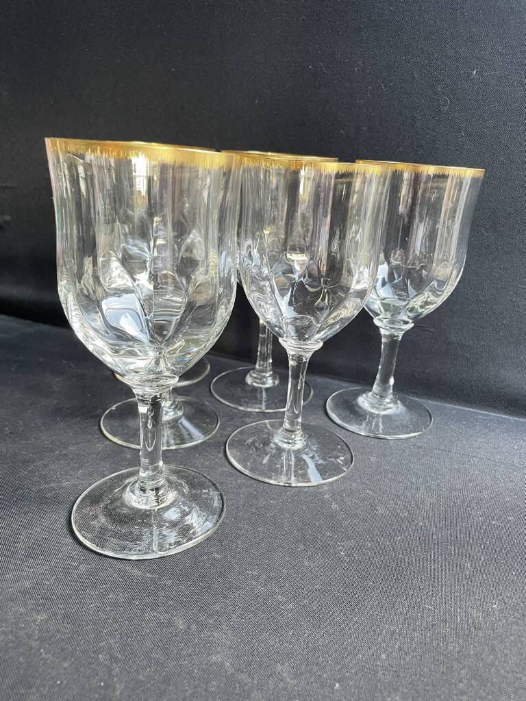 6 Daum water glasses with gold putoises