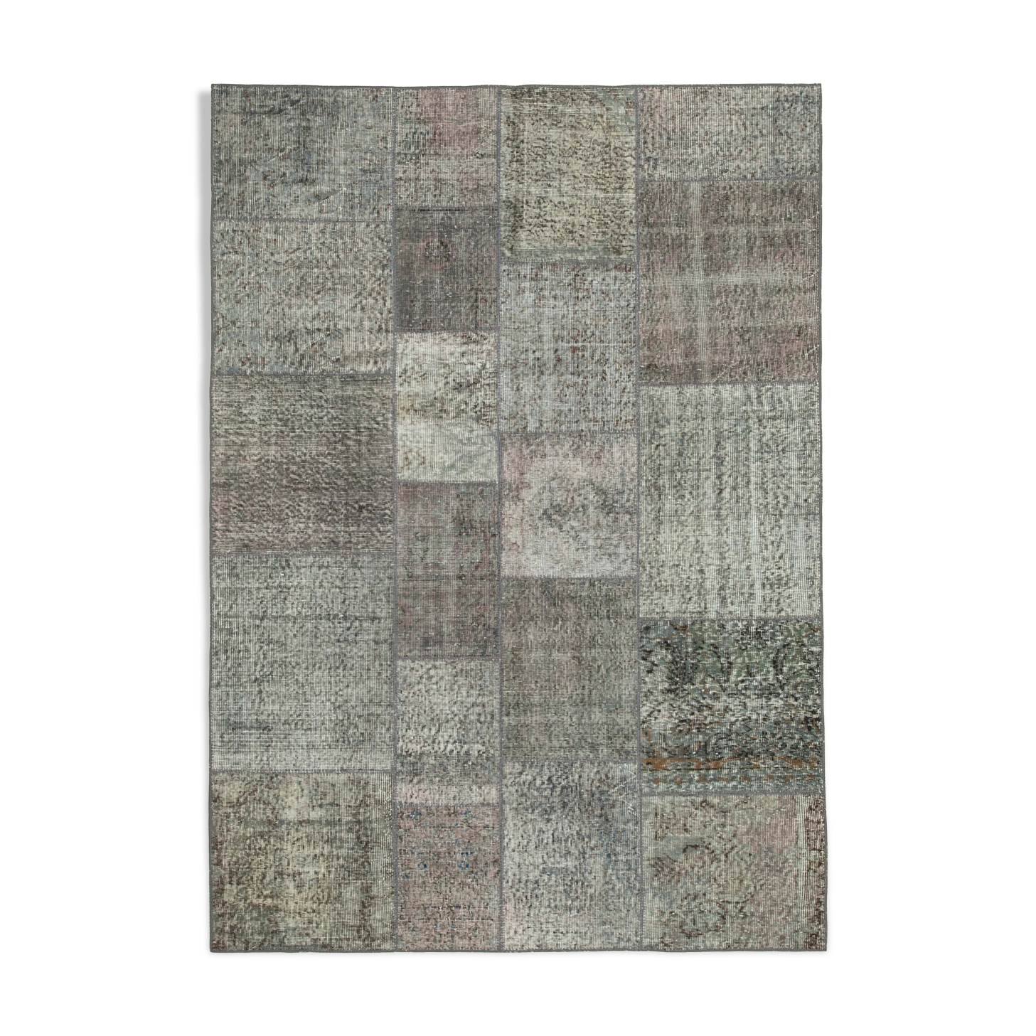 Handwoven Oriental Overdyed 170 cm x 240 cm Grey Patchwork Carpet