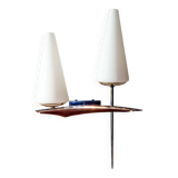 50s wall light, opaline, teak and brass