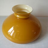 Old two-tone white and bistre caramel glass lampshade, vintage retro decoration