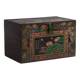 Antique oriental trunk with lotus flower paintings (c.1900) #11