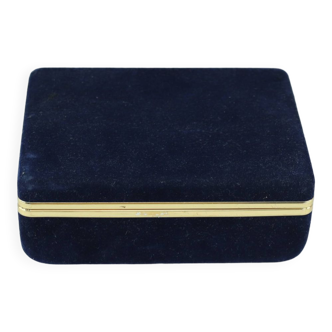 old navy blue storage box silk velvet gold trim