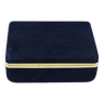 ancienne boîte de rangement bleu marine soie velours garniture or