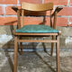 Vintage Bridge Chair with Compass Legs & Green Vinyl Upholstery, 1960s #D