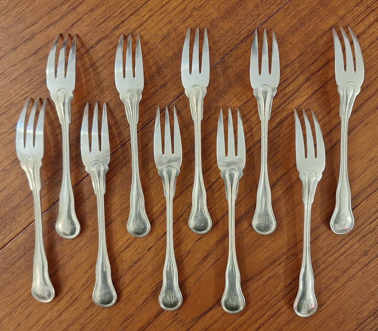 Set of Boulenger silver metal fish forks