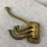 Three-pronged folding brass coat hook