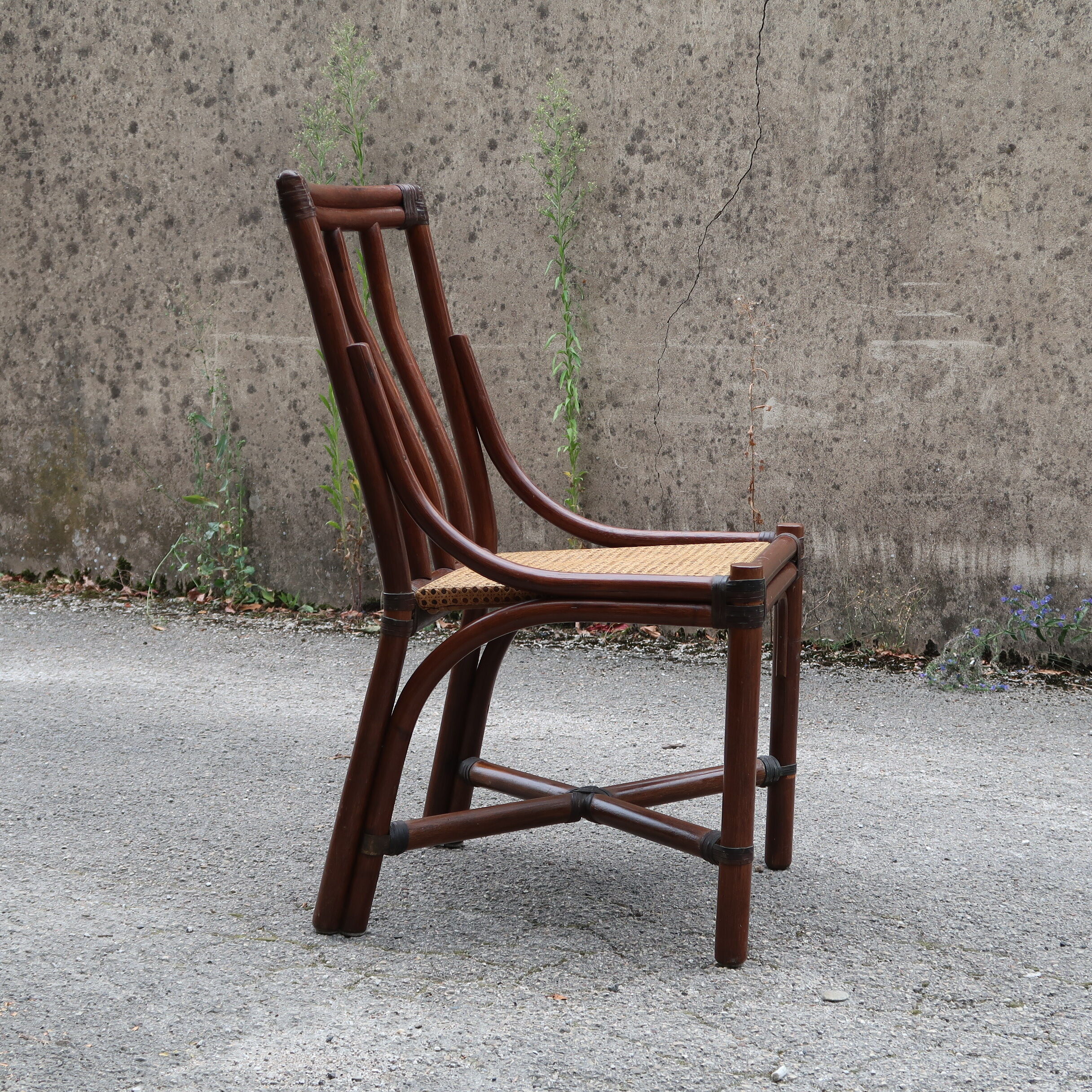 Office chair Mc Guire in bamboo and seat in cannage