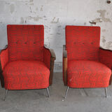 Bauhaus Style Steel & Wood Club Chairs, 1940s, Set of 2