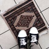 Tapis vintage fait main Boukhara – 39 x 42 cm – Design traditionnel