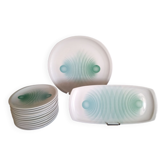 Bernardaud Limoges - Service à desserts moderniste modèle Obéron, années 1975