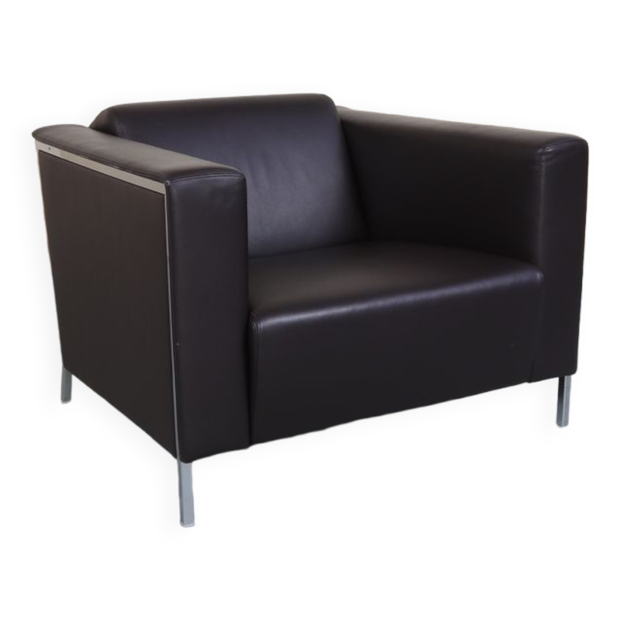 Moroso Steel Leather Lounge Chair, 2000s