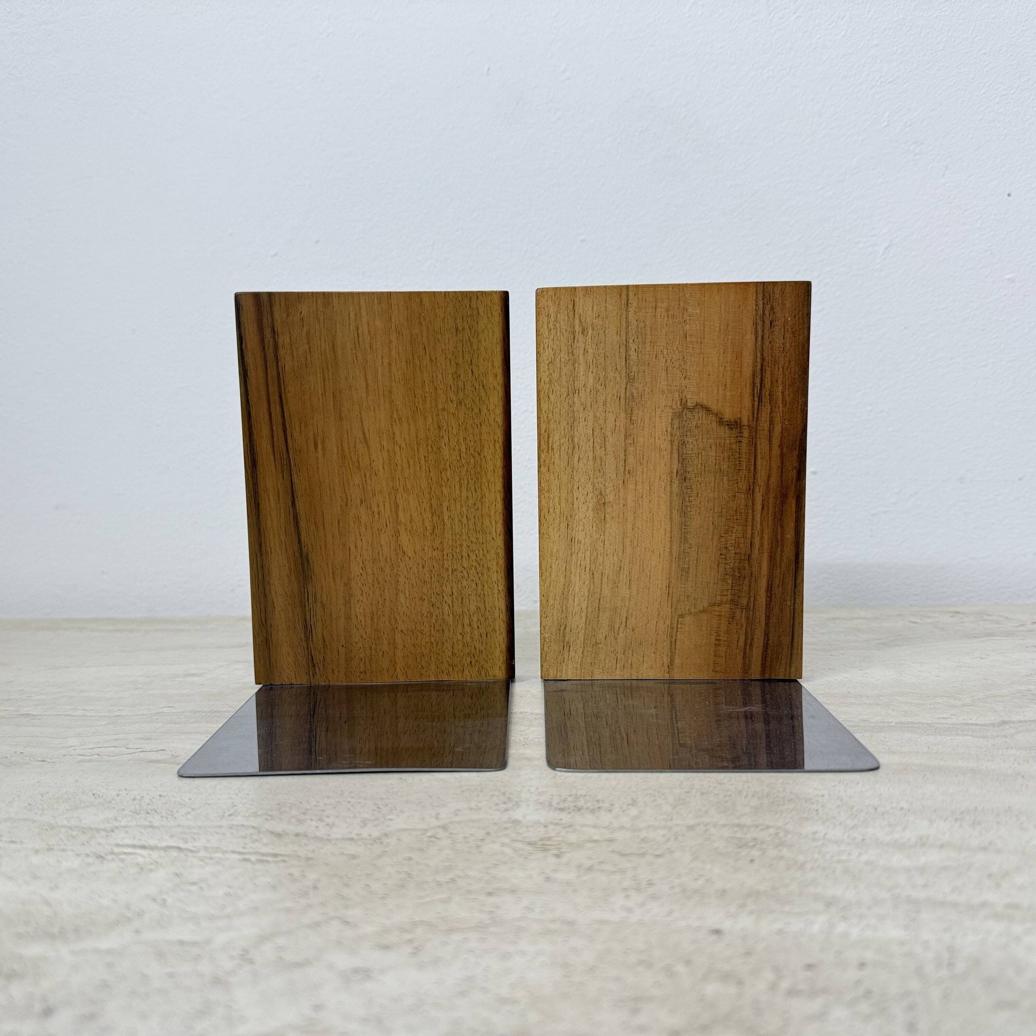 Paire de serre-livres en bois vintage, années 1970
