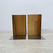 Paire de serre-livres en bois vintage, années 1970