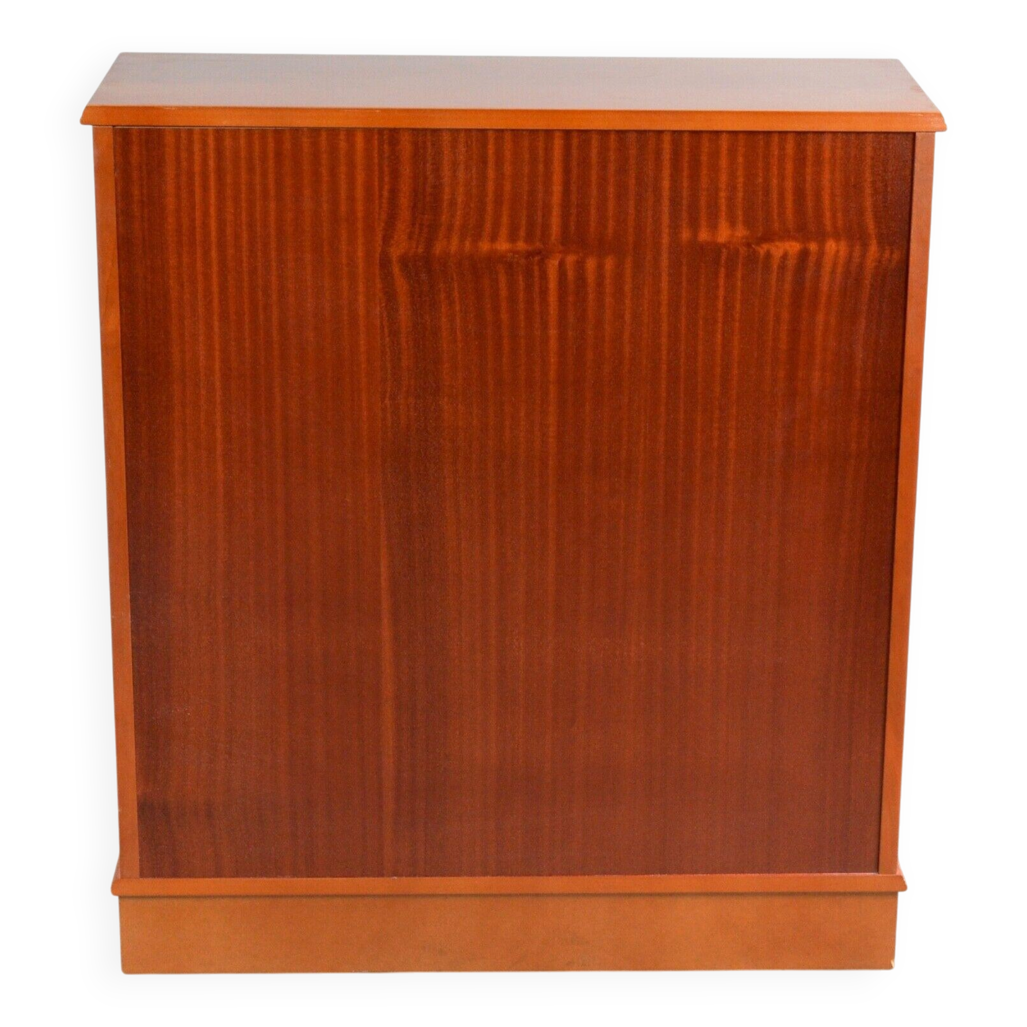 Pair of light walnut bookshelves with inlays and adjustable shelves.