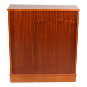 Pair of light walnut bookshelves with inlays and adjustable shelves.