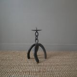 Iron candle holder folk art artisanal horseshoe brutalist decoration candlestick candelabra