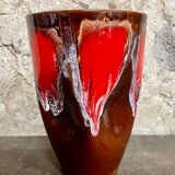 Large Vallauris vase no. 270 – brown glaze with red drips – vintage