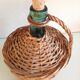 Green canister with wicker, vintage 60/70
