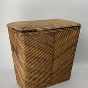 Pencil reed rattan bamboo chest or trunk, 1950s-1960s