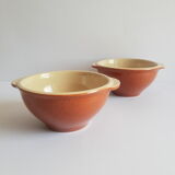 Duo of vintage Emile Henry cognac ear bowls