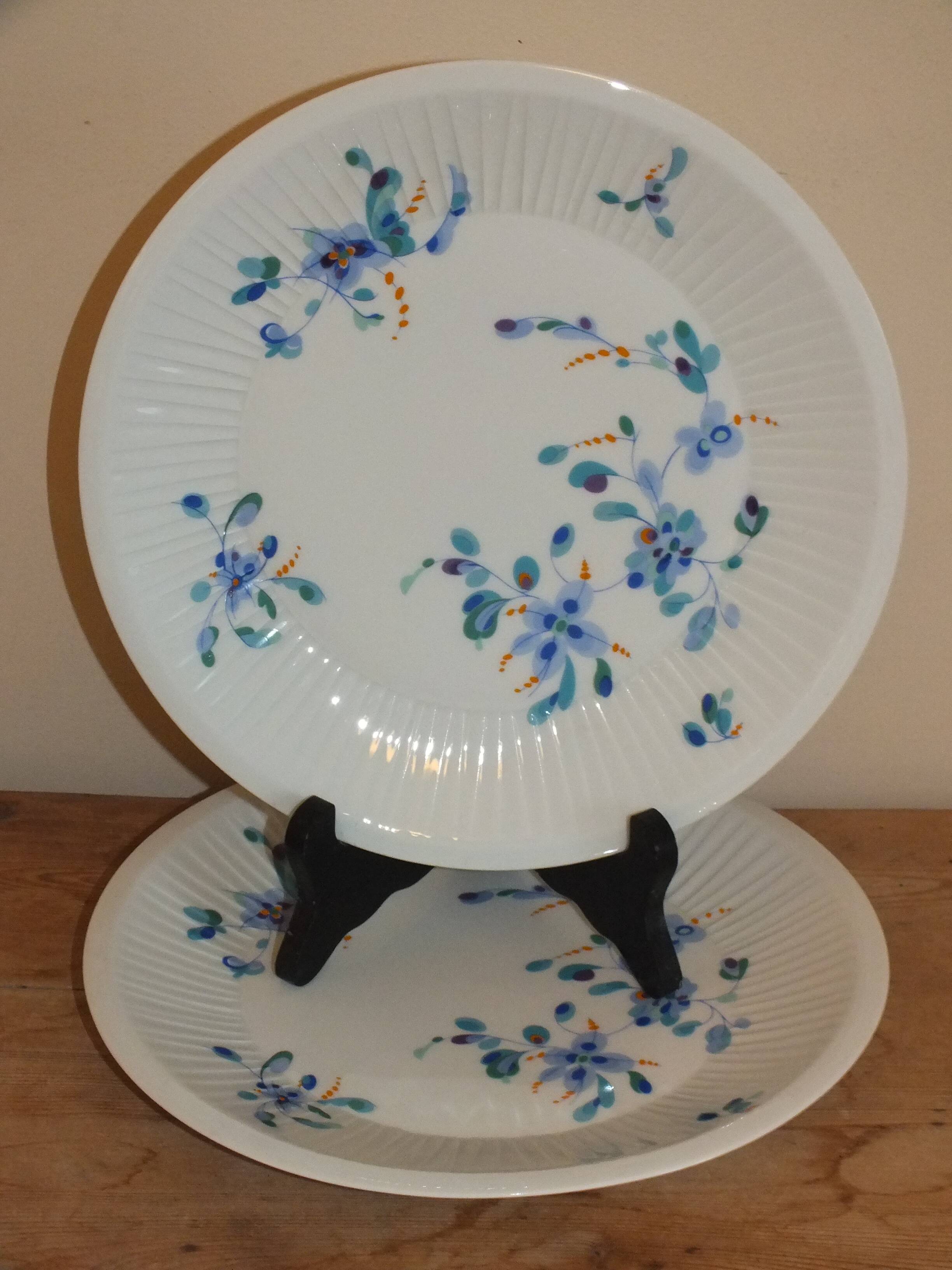 Duo d'assiettes plates Limoges Haviland fleurs 70's