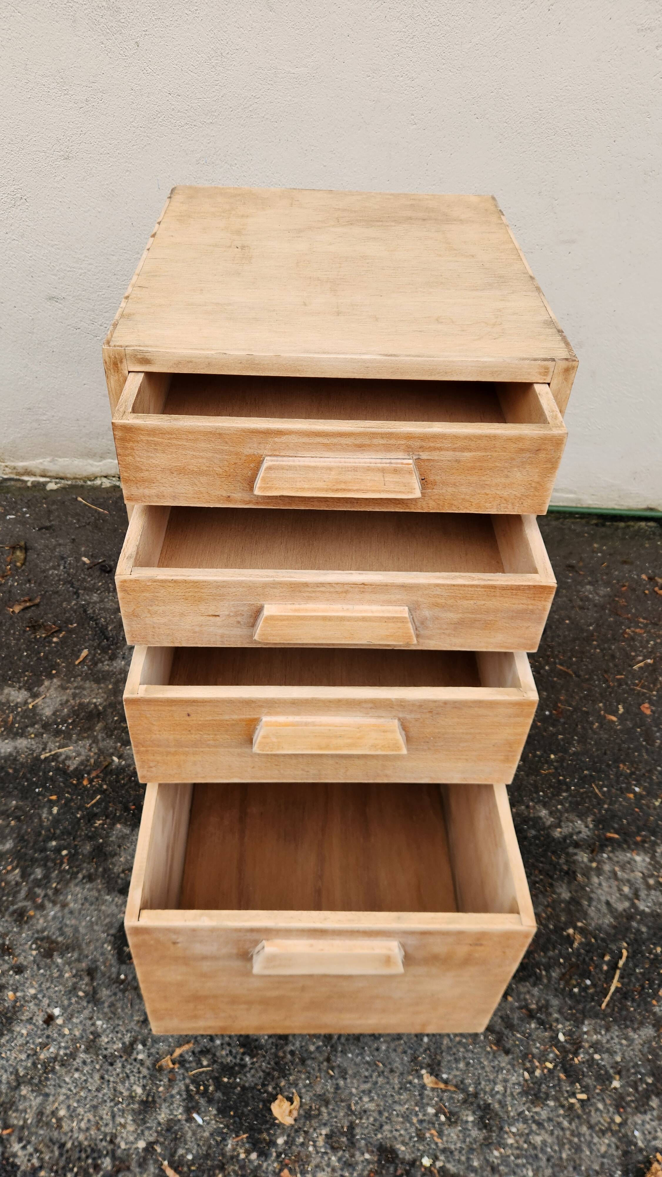 beautiful sanded beech cabinet with 4 drawers from the 1940s/50s