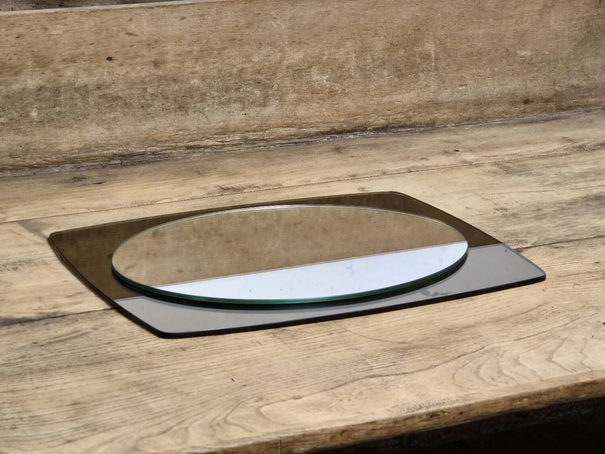 White glass and smoked glass mirror Italy