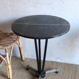 Round bistro table in black marble from the 1950s