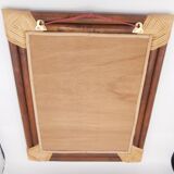 Rectangular mirror in wood and wicker