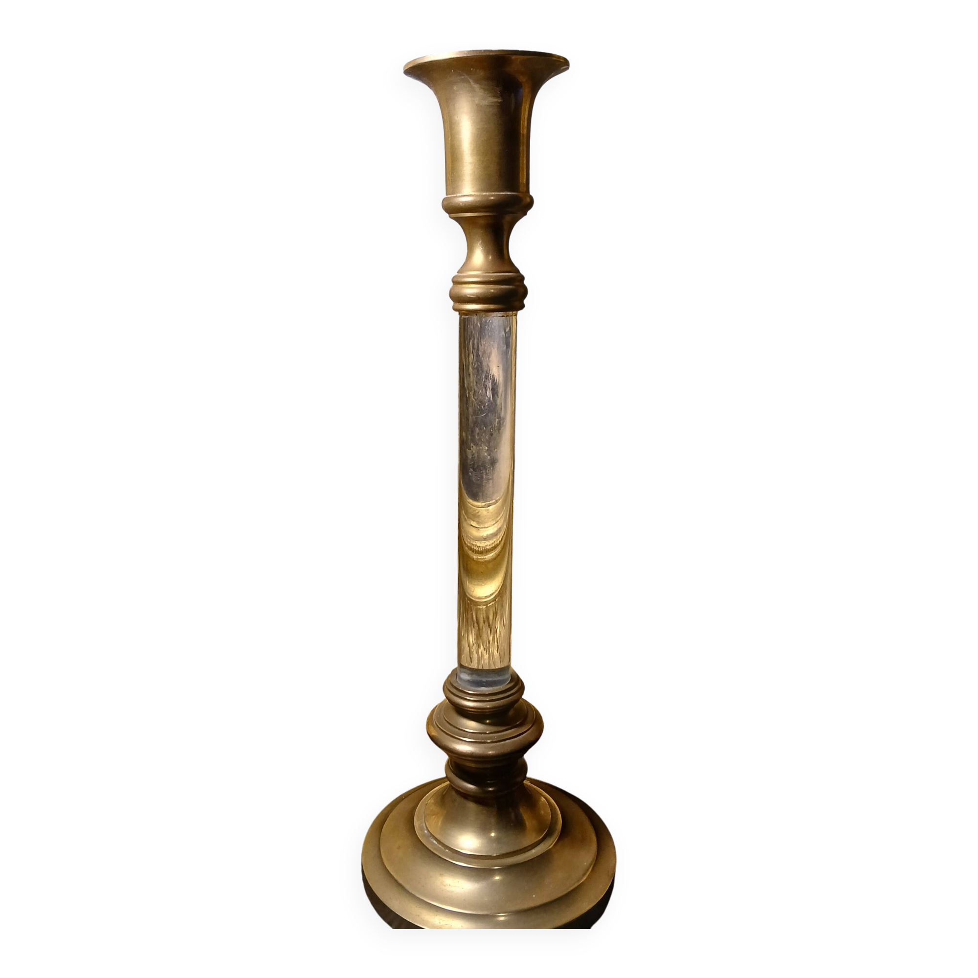 Brass crystal candlestick