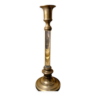 Brass crystal candlestick