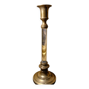 Brass crystal candlestick