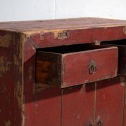 Antique pine sideboard with original red paint – China, circa 1920