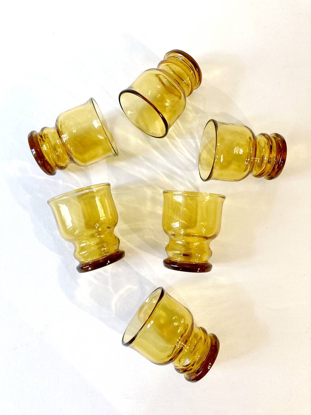 6 Pernod SA amber glass glasses