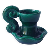 Green ceramic candlestick holder