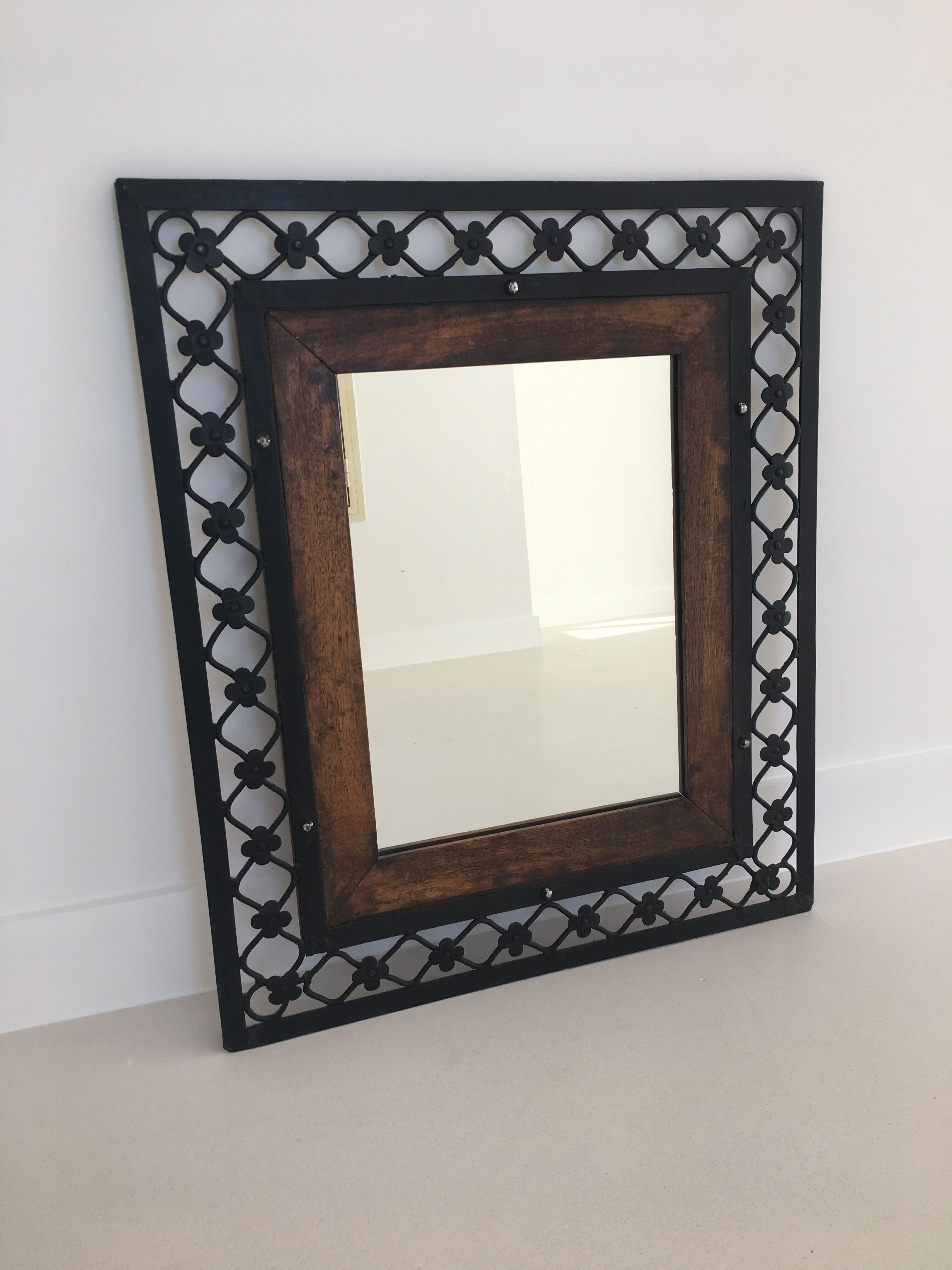 Artisanal wrought iron mirror