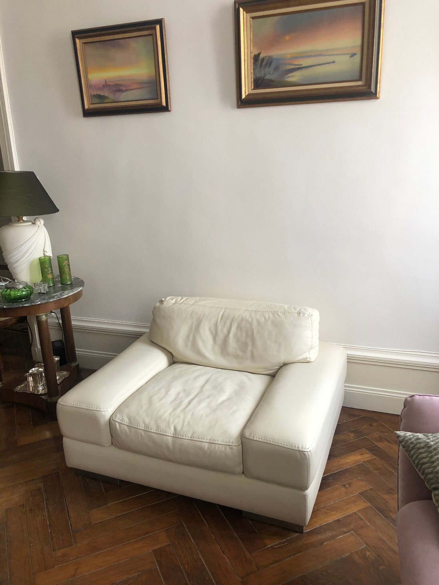 Leather armchair Off-white rock Bobois