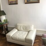 Leather armchair Off-white rock Bobois