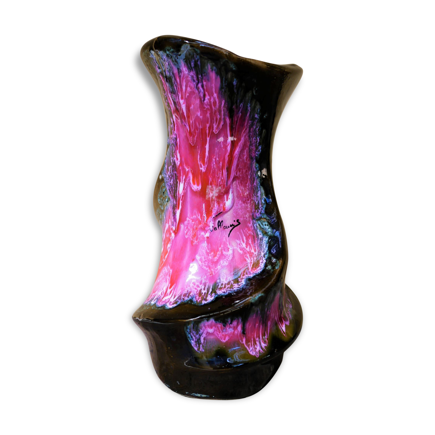 Large vase Vallauris vintage Brown-rose