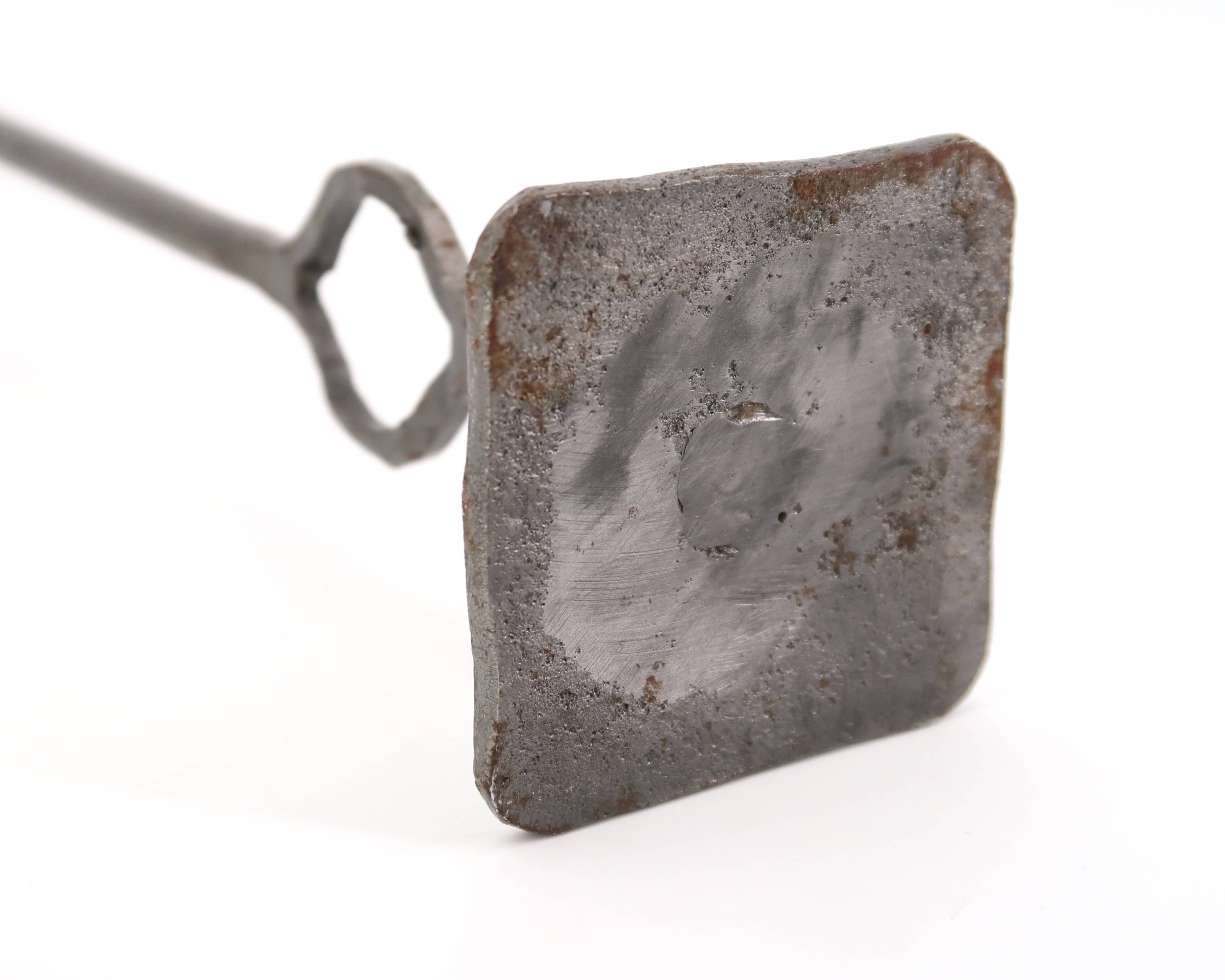 Modernist steel candle holder signed Robert J, 1970s